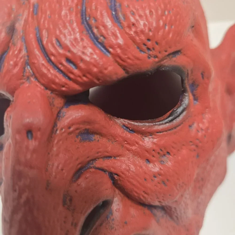 VTG 2000 Don Post Studios Red Devil Gore Demon Horns Beard Adult Halloween Mask